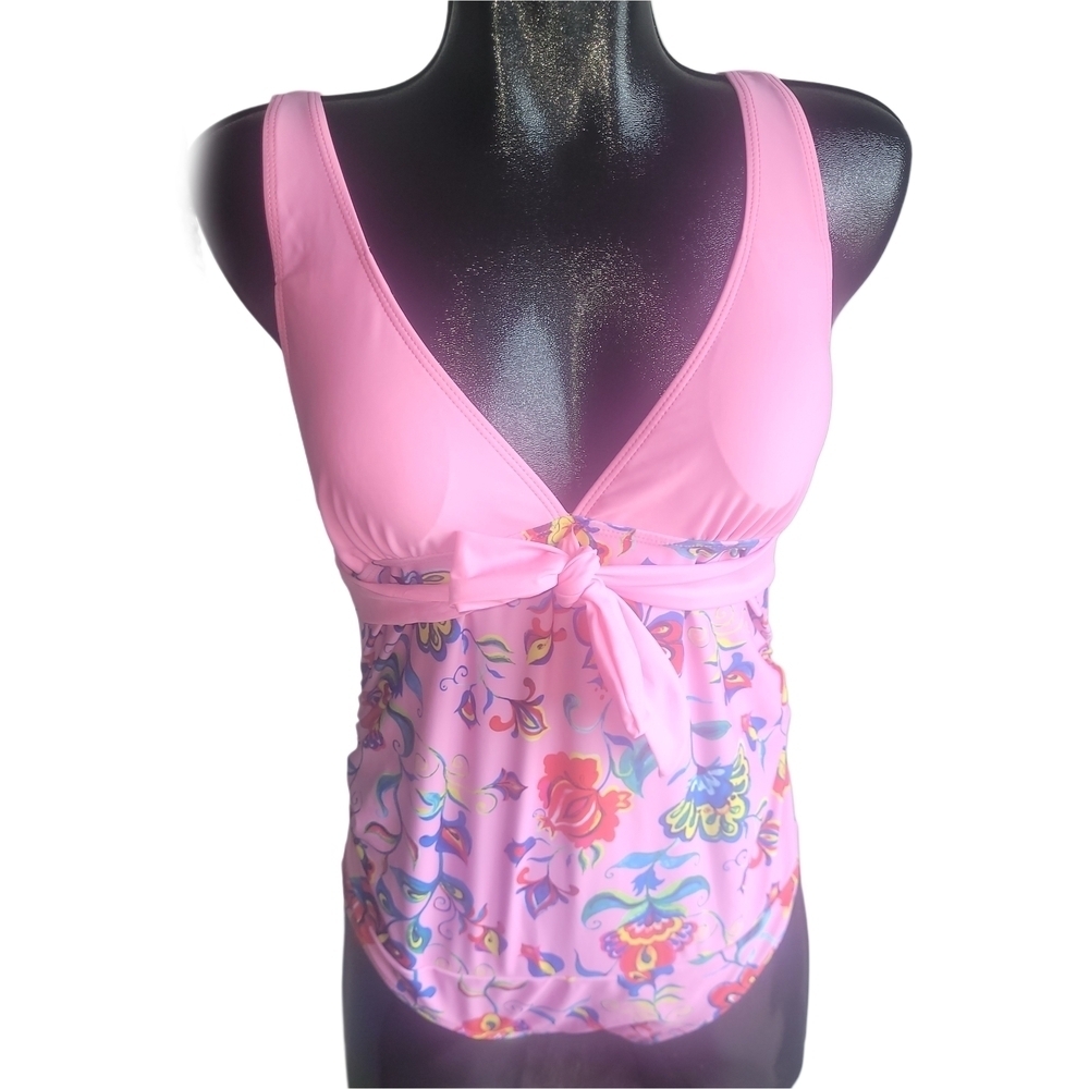 Shein Pink Floral One-Piece Swimsuit Size Small